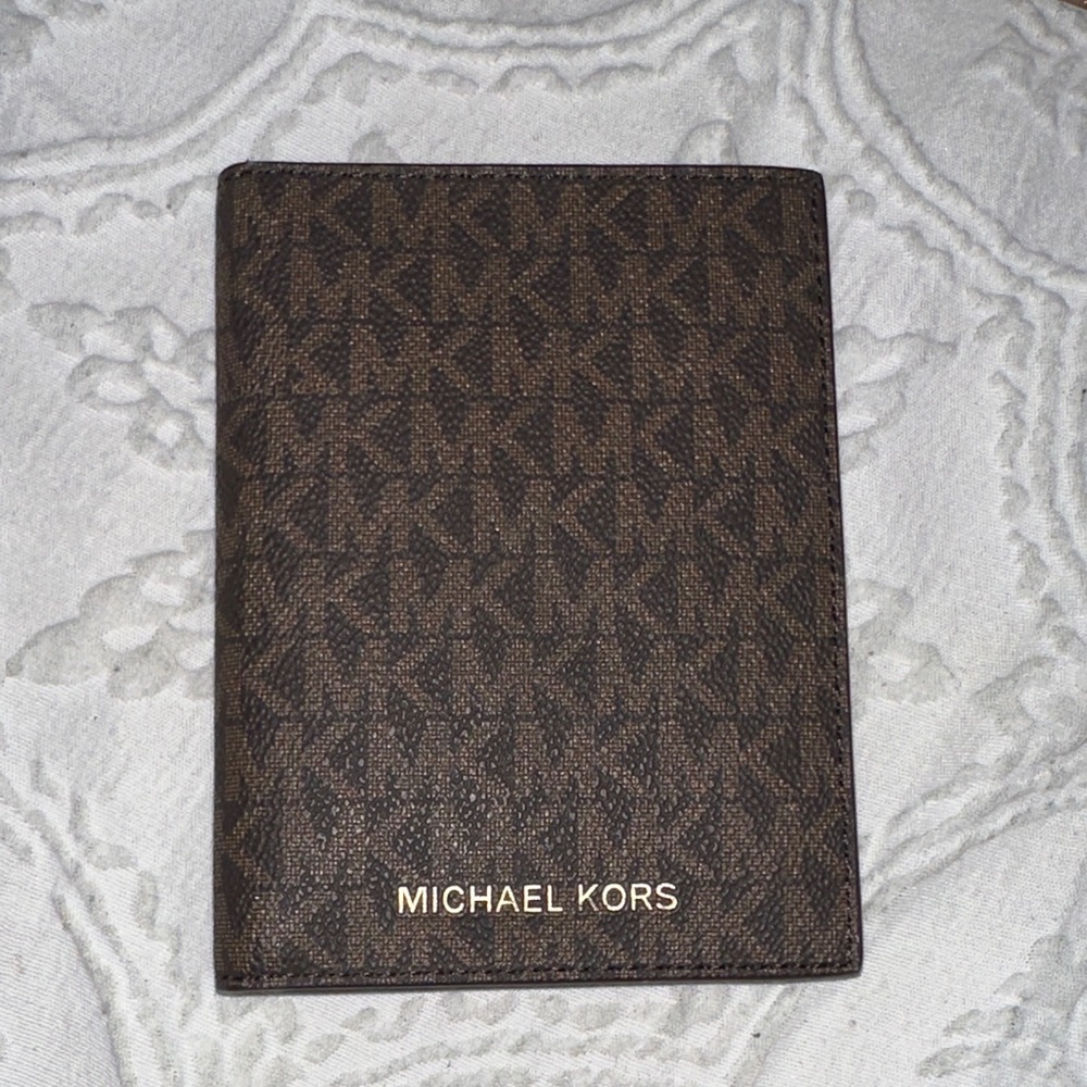 Michael Kors Dark Brown Monogram Passport Cover